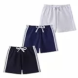 FedMois 3er Pack Kinder Jungen Shorts Baumwolle, Schwarz, Weiß und Grau, 2-3 Jahre