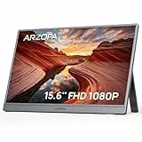 ARZOPA Portable Monitor 15,6 Zoll FHD 1080P, Tragbarer Monitor Space Grau Ultra-Slim mit Kickstand, IPS Display für Laptop, PC, Mac, PS5, Xbox, Switch, USB-C & HDMI Anschluss, A1 Grau