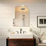 Sqinor Spiegel Bogen 45x60 cm Rahmenlos Dekorative Wandspiegel, Modern HD Spiegelglas Badspiegel ohne Rahmen, Deko Halbrunder Spiegel für Flur Bad Badezimmer Wohnzimmer Schlafzimmer Gäste WC Wand