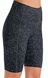 Persit Kurze Sporthose Damen, High Waist Radlerhose Sport Shorts Sommer Laufhose Grau Seidenband M