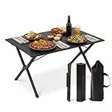 Relaxdays Campingtisch, klappbar, HBT:44 x 90 x 60 cm, Stahl & Kunststoff, Tragetasche, wetterfest, Gartentisch, schwarz
