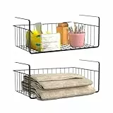 YUENFONG 2er Set Unterregal Hängekorb Metall Aufbewahrungskorb, Einhängekorb Metallkorb Drahtkorb Schrankkörbe Regaleinhängekorb Korb zum einhängen für Küche Bade, 40x25x15cm