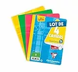 Clairefontaine 646741C - Packung mit 4 Schulheften / Heft 17x22 cm, 48 Blatt französische Lineatur 90g, geheftet, farbig sortiert, 1 Pack
