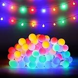 100 LED Lichterkette Strombetrieben,15M Lichterkette Kugel RGB mit Stecker für Außen und Innen,IP65 Wasserdicht Lichterketten mit Dimmbar Fernbedienung,Ideal für Zimmer,Weihnachten,Party,Garten
