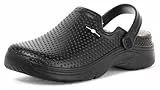 Eagsouni Clogs Hausschuhe Gefüttert Damen Damen Winter Gartenschuhe Wasserdicht Gartenclogs Warme Pantoletten rutschfeste, Schwarz, 44 EU