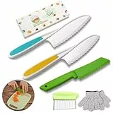 Kindermesser 5-teiliges Kinder Sicherheit Küchenmesser Set zum Schneiden und Kochen von Obst oder Gemüse inklusive Kochmesser Obstmesser Kinderhandschuhe - ab 3 Jahre - Geschenksets für Kinder