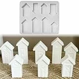 Skeadex Silikonformen Gießformen Häuser, 8 Stück 3D Silikonform Haus Mini Gießform Häuser Silikonform Frühling Gips zum Gießen Silikonformen Haus Gießformen Silikon Frühling Sommer (A)