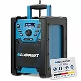Blaupunkt BSR 300 Baustellenradio mit Akku, DAB+ Radio, Bluetooth, Robustes Werkstattradio, Digitalradio, Radio mit Batterie, Outdoor Radio, 5.3 Akku 20 h IP45 AUX-IN UKW Baustellenradios