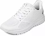 WHITIN Unisex Laufschuhe Herren Damen Hallenschuhe Turnschuhe Traillauf Sneakers Männer Sportschuhe Straßenlaufschuhe Schnüren Joggingschuhe Fitness Schuhe Weiß Größe 43