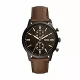 Fossil Townsman uhr für Herren, Chronographenwerk mit Edelstahl- oder Lederarmband, Hellbraun, 44MM
