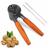 MOAZIFI Nussknacker Walnüsse, Haselnussknacker mit Rutschfestem Holzgriff und Reinigungsbürsten, Leichter Nußknacker für Haselnüsse Mandeln Paranüsse, Ideal als Nussknacker Figur für Familie