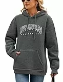 Vijamiy Kapuzenpullover Damen Los Angeles Fleece Hoodie Winter Warm Teenager Pullover Sportbekleidung Baggy Soft Winddicht Sweatshirt (Dunkelgrau,L)