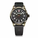 WENGER Herren Armbanduhr Terragraph, Ø 43 mm, Swiss Made, Analog Quarz, Wasserdicht bis 100 m, Silikon-Armband, Schwarz/Bronze, 01.0541.125