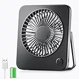 JATEKA Mini Ventilator Akku,USB Tischventilator Sehr Leise mit Wiederaufladbare 2600mAh Batterie,Tragbarer Aufhängbarer Lüfte für Büro,Schlafzimmer,Wohnzimmer,Camping - Schwarz