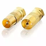 SEBSON SAT Antenne Adapter Set - 1x F-Stecker auf Koax Stecker (IEC), 1x F-Stecker auf Koax Buchse (IEC) - Antennenkabel Adapter