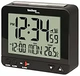 Technoline WT 195 Funkwecker mit Temperaturanzeige | automatischer Zeiteinstellung | Snooze | Nachtlicht mit Lichtsensor | großem LCD-Display | Kalender & Wochentag | schwarz