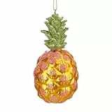 BUTLERS Christbaumschmuck Ananas Anhänger 11 cm Glas Hang ON | lustige Weihnachtsbaumkugel Gelb | origineller Weihnachtsschmuck | Deko für Christbaum & Tannenzweige