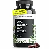 natural elements OPC Traubenkernextrakt – 90 hochdosierte Kapseln für 3 Monate – reines OPC aus französischen Weintrauben – vegan, in deutschen Laboren getestet