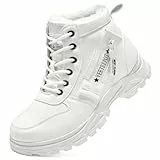 Yeeteepot Damen Schneestiefel, warme Winterstiefel, Pelzfutter, Stiefeletten, Schnürstiefel, Outdoor-Stiefel, rutschfeste Sneaker, wasserdichte Wanderschuhe, Weiss/opulenter Garten, 39.5 EU