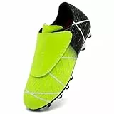 VTASQ Kinder Fußballschuhe Jungen Professionelle Mädchen Kunstrasen Fussballschuhe Sportliche Indoor Outdoor Athletic Soccer Schuhe Trainingsschuhe Schwarz Grün EU31