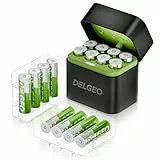 Wiederaufladbare Lithium Akkus AA 16 Pack mit Ladegerät, 3600mWh Hohe Kapazität 1.5V AA Batterien, Lang anhaltende wiederaufladbare Lithium Batterie aa mit Integrierter Charing Aufbewahrungsbox
