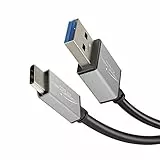 KabelDirekt – USB-A 3.0 auf USB-C-Kabel – 2m (SuperSpeed Datenkabel und Ladekabel, geeignet für Smartphones und Tablets mit USB-C-Anschluss, schwarz/space grey) – PRO Series