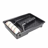 Fit For The Job 175mm-Farbroller-Set für Heimwerker mit Dispersionsfarben an Wänden und Decken – mittelflorige Farbrollerhülse für glatte und halbglatte Oberflächen, mit Rahmen und Schale