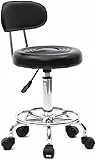 TactFire Ergonomischer Rollhocker mit Rückenlehne Arbeitshocker Drehhocker Rollhocker 360° drehbar Höhenverstellbarer 48-58cm für Büro Salon (Schwarz, 1)