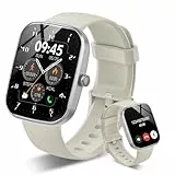 Csasan Smartwatch Damen Herren, 1,91' HD Touchscreen Smart Watch mit Telefonfunktion, 112+ Sportmodi Sportuhr, IP68 Wasserdicht Fitnessuhr, mit Schrittzähler/Herzfrequenzmonitor/Schlafmonitor, Beige
