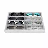 Emibele Brille Aufbewahrungsbox Organizer, 8 Gitter Samt Schmuckschale Uhr & Schmuck Stapelbar Aufbewahrung, Aufbewahrungsschrank mit Abnehmbarer Interner Trennwand für Familie Geschäft - Grau
