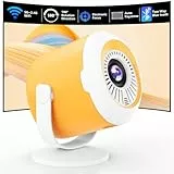 Mini Beamer Tragbarer Miniprojektor mit WLAN und Bluetooth Drehbarer Filmprojektor mit elektronischem Fokus LED-Pico-Projektoren für Heimkino Kompatibel mit Smartphone, TV-Stick, Laptop, HDMI, USB