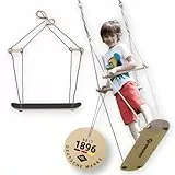 Schildkröt Skateboard Schaukel, außergewöhnliche Holzschaukel für Geschicklichkeit, Balance und Koordination, Anti-Rutsch Struktur, stehend in der Luft skaten oder sitzend schaukeln, 970519