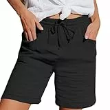 Generisch Kurze Hose Damen Shorts Sommer Strandshorts High Waist Kordelzug Freizeit Shorts Lounge mit Taschen für Täglich Camping Strand Reisen