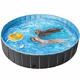 Yaheetech Hundepool faltbar, Planschbecken für Hunde 180 x 30 cm, Anti-Rutsch-Platten, Schnelle Entwässerung, Hundebadewanne mit Badebürste & 4 Flicken, Swimmingpool Verdickt PVC, Schwarz