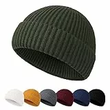 NEOLA Beanie-Mütze für Herren – Angler-Beanie, Trawler, Strickmütze mit Bündchen, Wintermütze, Scheitelkappe, Geschenk für Herren, grün, M/L