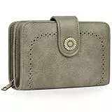 TEUEN Geldbeutel Damen Große Kapazität PU Leder Vintage Portemonnaie Brieftasche Geldbörse Mittelgroß mit RFID-Blockierung und Mehreren Fächern Frauen