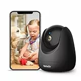 Tenda Überwachungskamera Innen CP3 V2.2, 360 Grad WLAN IP Kamera, 2-Wege-Audio, 1080P, Nachtsicht, Ton & Licht Alarm, Bewegungsverfolgung, Haustierkamera für Hund/Katze, Baby Kamera, Alexa, Schwarz