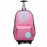 KONO Kinderrucksack Rucksack Backpack Schulrucksack Gepäck Koffer Kabine Rädern Trolley Reise Rädern Rollwagen Hand Fall für Jungen und Mädchen (Pink)