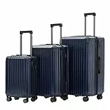 Münicase 3er Koffer-Set Hartschale M/L/XL mit TSA-Schloss, Erweiterbar (L & XL), Leise Doppelrollen, Dunkelblau