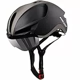Fahrradhelm,KINGLEAD Fahrradhelm Herren Damen mit Visier Abnehmbarem Magnetischem MTB Helm Erwachsene mit USB Licht Waschbares Innenfutter Radhelm Herren Einstellbar 57-62CM (KL088)