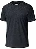 KEFITEVD Tshirt Herren Funktions Sportshirt Kurzarmhemd Sommer Atmungsaktiv Fitness Shirt Leichtes Trainingsshirt Schwarz L