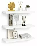 VOGGV Wandregal, Regale Weiß Wand, 3er-Set Schweberegal Weiss Moderne und Dekorative Regale für Schlafzimmer, Küche, Büro, Wohnzimmer usw