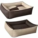BedDog 2in1 Hundebett MAX Quattro, großes Hundekörbchen aus Cordura, waschbares Hundebett mit Rand, Hundesofa für drinnen, draußen, XL, Melange, beige-braun