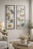 iAnanas Große Metall Wanddeko 2er Set – Handgefertigtes 3D Wandbild mit Blätter & Libelle – Modernes Metall Wandkunst für Wohnzimmer, Schlafzimmer, Flur, balkon 36x3,5x92 cm