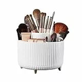 Diesisa Make Up Organizer: 360° Drehbar Kosmetik Organizer - Pinselhalter Mit 5 Fächer - Cosmetic Organizer für Make-up-Pinsel, Kosmetik, Nagellack, Künstlerbedarf, Makeup Organizers - Weiß