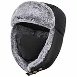 Unigear Wintermütze mit Ohrenklappen, Unisex Warme Schneedichte Fliegermütze Kunstfellmütze mit Winddichte Abnehmbarer Gesichtsmaske für Skifahren, Schlittschuhlaufen und andere Outdoor-Aktivitäten
