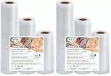 YISH Vakuumierbeutel 3 Rollen Vakuumierfolie: Vakuumbeutel Lebensmittel 15/20/28x300cm, Profi Folienrollen BPA-frei, Vakuumbeutel für Alle Vakuumierer und Sous Vide, Mehrweg, Stark und Reißfest