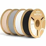 ELEGOO Matte PLA Filament Matte Schwarz Weiß Schiefergrau Beige 4KG, 1.75mm 3D Drucker Filament Maßgenauigkeit +/- 0.02mm, 4 Stück 1kg Kartonspule für die Meisten 3D Printer