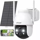 ieGeek 2K 3MP HD Überwachungskamera Aussen Solar, 360° PTZ Überwachungskamera Aussen Akku, 2.4GHz WLAN Kamera mit PIR Bewegungsmelder,Farb-Nachtsicht, 2-Wege-Audio, IP65