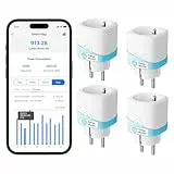 Meross Smart WLAN Steckdose mit Strommessung 16A, Zeitschaltuhr Steckdose mit Sprachsteuerung, Fernzugriff, Smart Home WiFi Steckdose kompatibel mit Alexa, Google Home, SmartThings, 4er